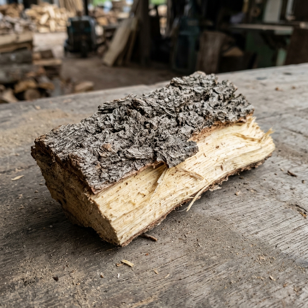 Discarded rough outer bark and sapwood of Red Sandalwood tree